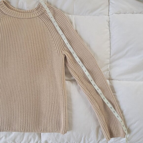 JENNI KAYNE Cotton Fisherman Sweater Oatmeal XS - Picture 6 of 15
